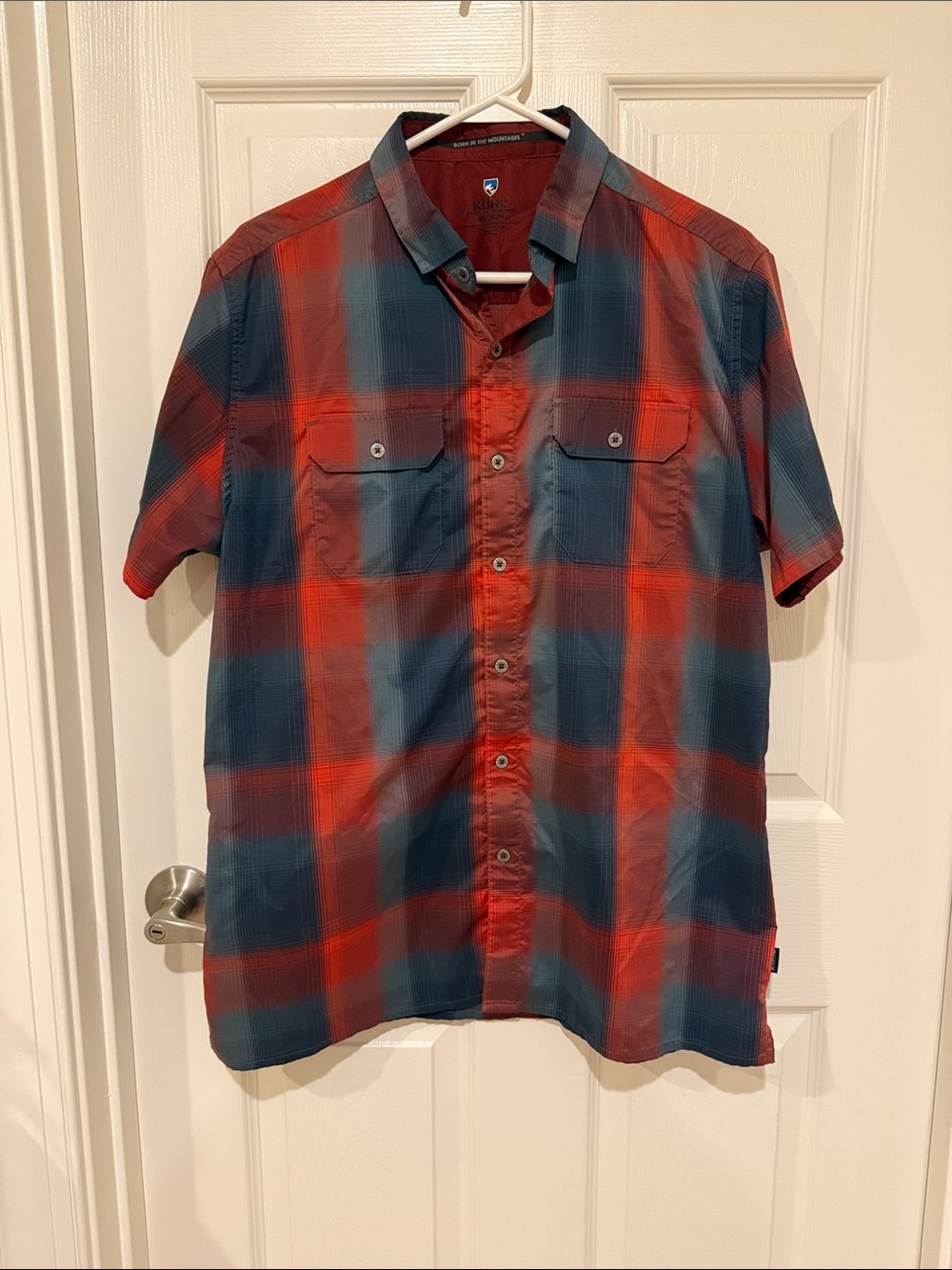 Kuhl Men’s Short Sleeve Plaid Button-Down Shirt - Red & Blue